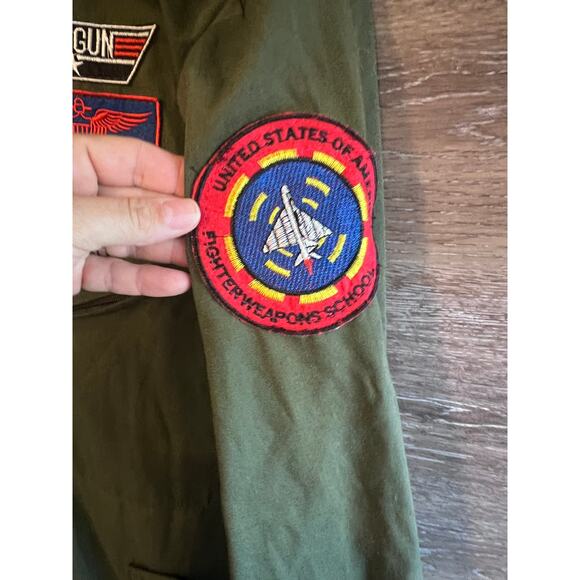 Top gun Marvericks Overalls Full zip Army Green Patches Size Adult Large - Picture 2 of 7